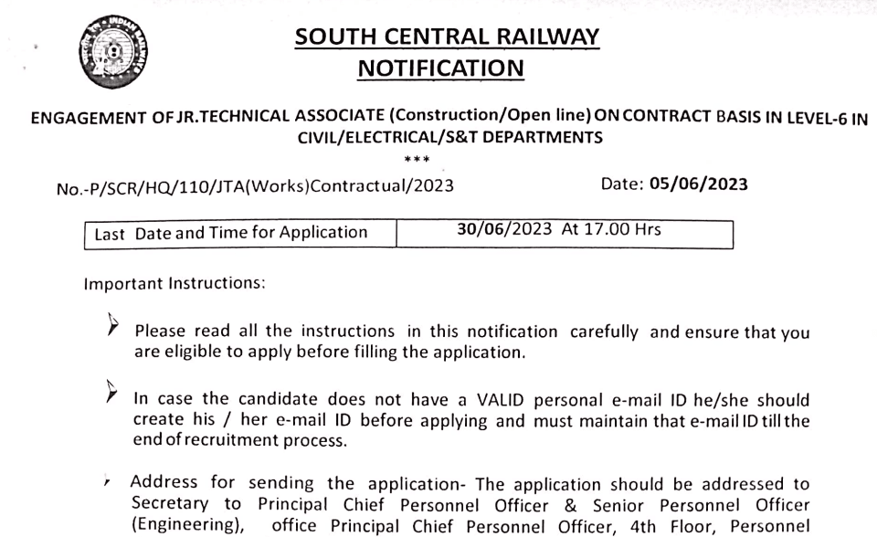 Railway JTA Recruitment